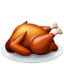 An illustration of a cooked turkey on a white plate. The text reads: "Happy Thanksgiving".